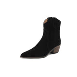 2026 Autumn Cow Suede Women Boots Pointed Toe Chunky Heel Boots for Women Fashion Short Boots Winter Boots Women Western Boots