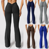 V-Back High-Waisted Flare Leggings