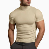 Men's compress T-shirts summer solid color short-sleeved men tops fashion yoga clothes men's tight turtleneck T-shirt
