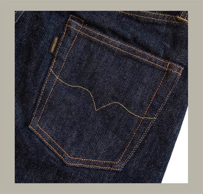 Red Tornado NOIR 21oz Selvedge Denim Straight Cut Jeans Indigo Rugged Style Men Pants