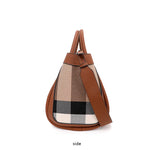 Aidrani  New retro checkered women's handbag, large capacity luxury bag, canvas genuine leather bag