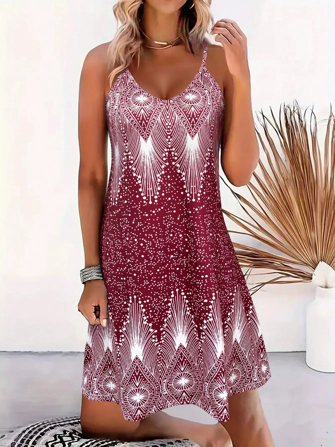 Women's V-Neck Spaghetti Strap Summer Dress