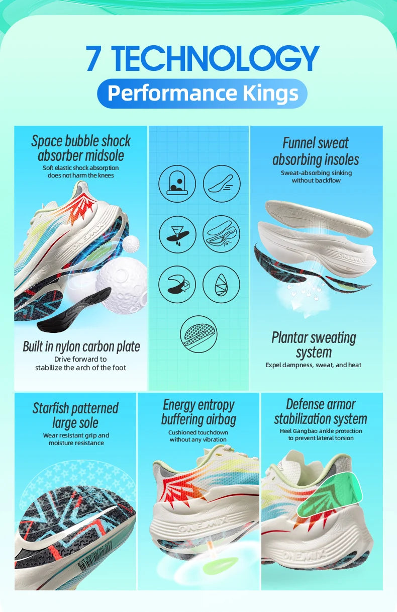 ONEMIX Beam New Arrival Training Running Shoes for Men Full Sole Nylon Plate Sport Shoes Breathable Summer Female Jogging Shoes