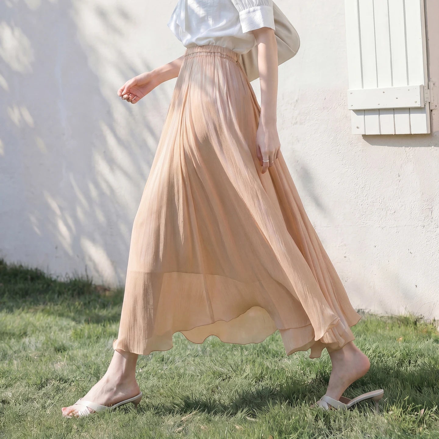 Sentubila Flowy A-Line Skirt – Iridescent Sheen
