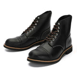 KOWM Hiking shoes men's walking boots British cowhide high top motorcycle boots ankle casual sneakers trekking shoes thick soled