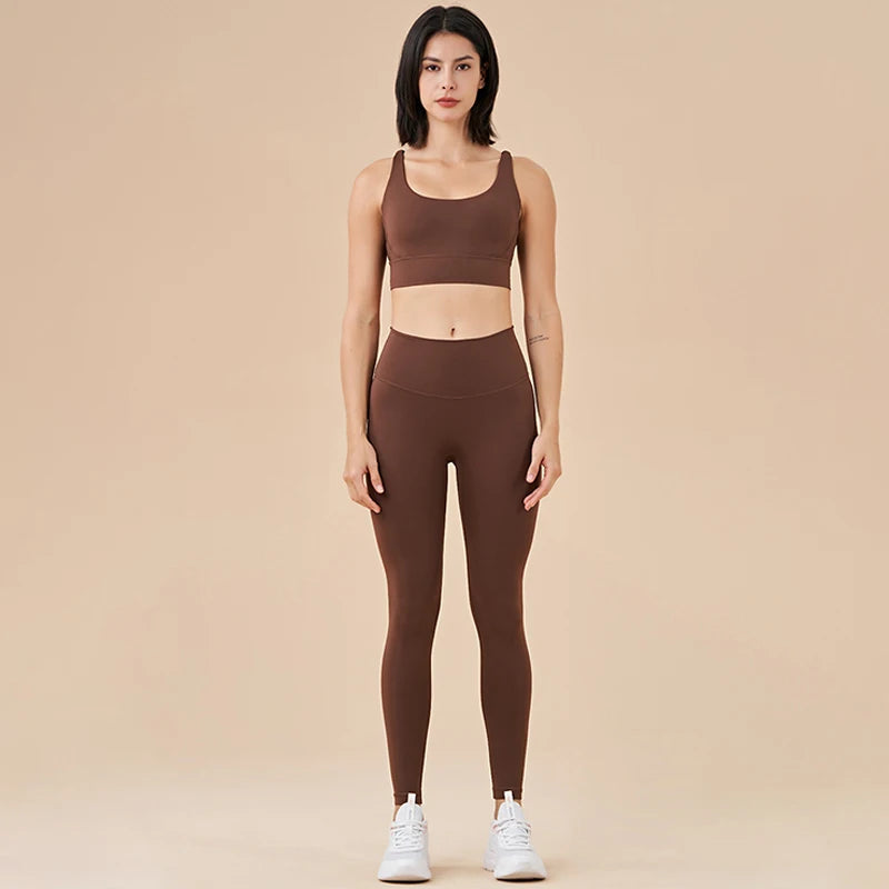TRY TO BN 2 Piece Yoga Set Women's Tracksuit Sports Bra High Waist Leggings Tummy Control Squat Proof Workout Outfit Gym Clothes