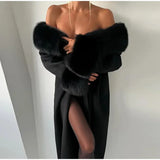 Faux Fur Patchwork Woolen Overcoat