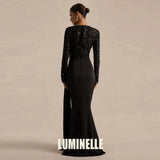 Satin Lace Sequin Evening Gown – Floor-Length Formal Dress