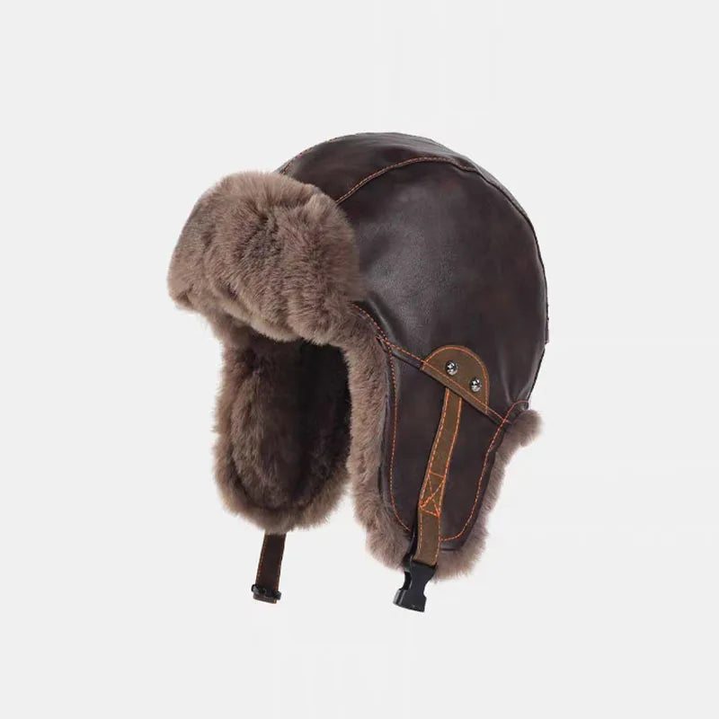 Faux fur Bomber hat men's ski cap winter hat women thickened warm ear protection hats retro pilot hats classic riding hat털모자