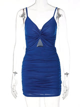 Elegant Spaghetti Strap Ruched Bodycon Dress