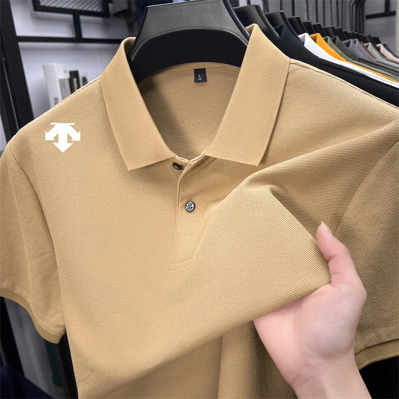 Men's Luxury Cotton Polo | Geometric Print Summer Shirt