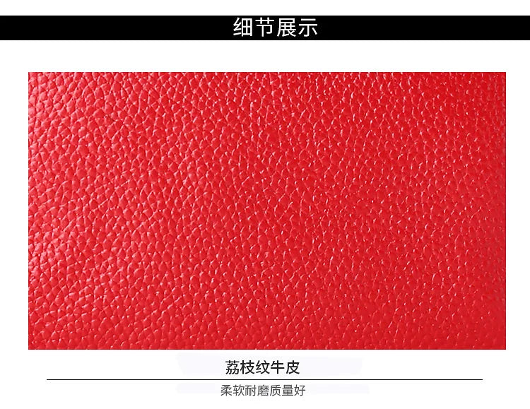 Fashion Women Genuine Leather Wristlet Clutch Bag Multifunctional Coin Purses Wallet Zipper Card Holder Money Clip Phone Bag