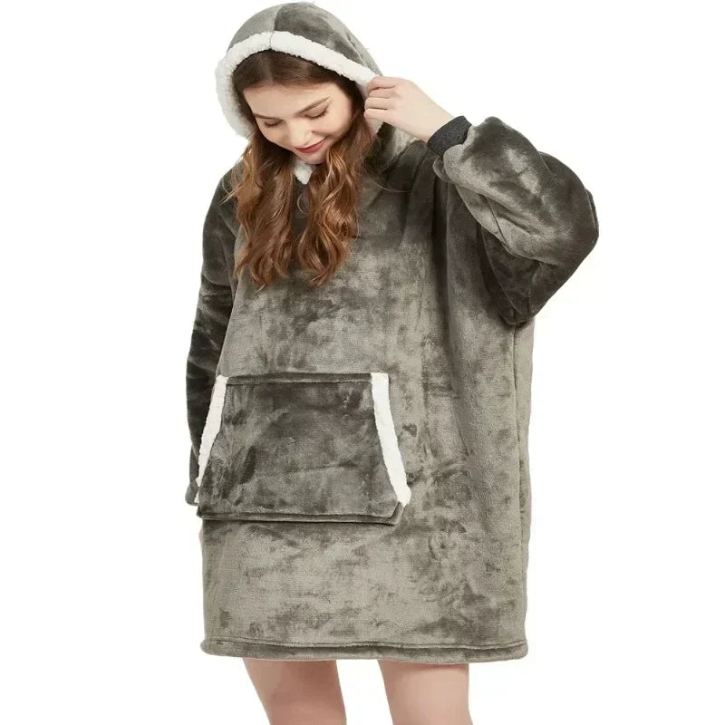 Oversized Microfiber Fleece Hoodie Blanket