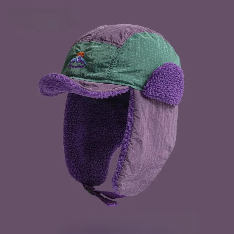 Embroidered Plush Earflap Bomber Hat – Unisex Winter
