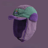 Embroidered Plush Earflap Bomber Hat – Unisex Winter
