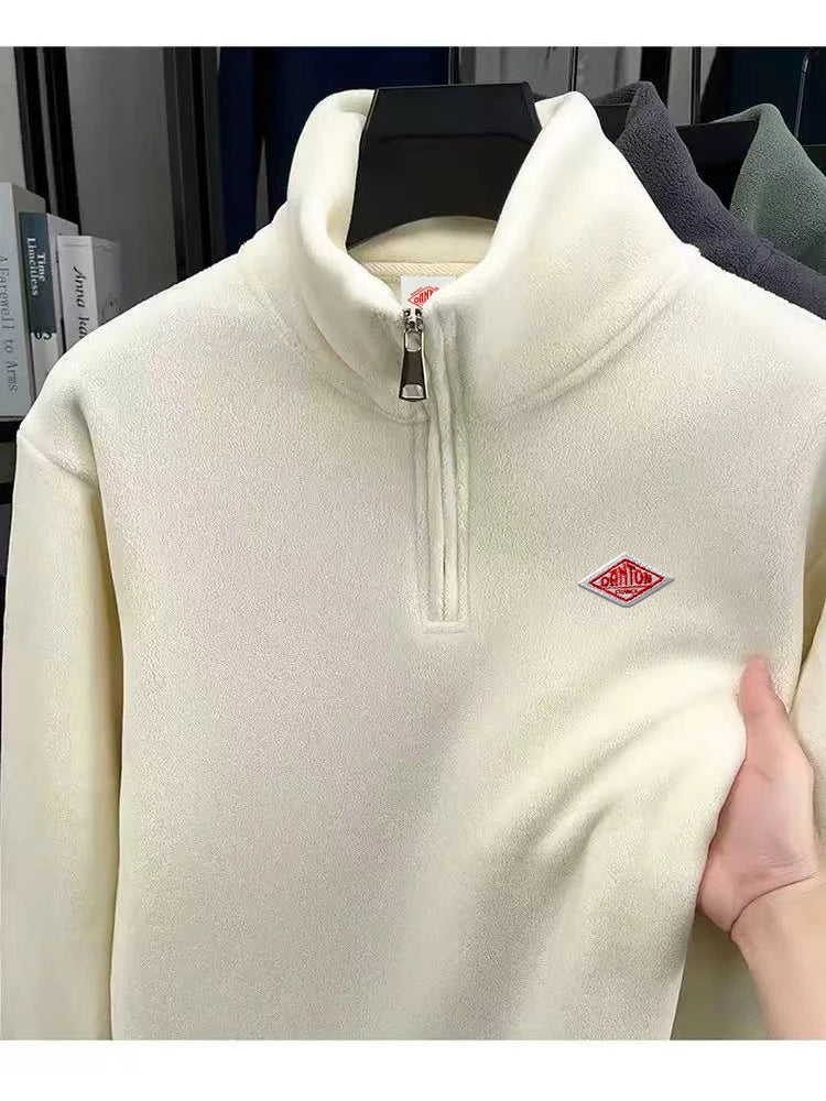 Men's Geometric High-Neck Zip Knit Top
