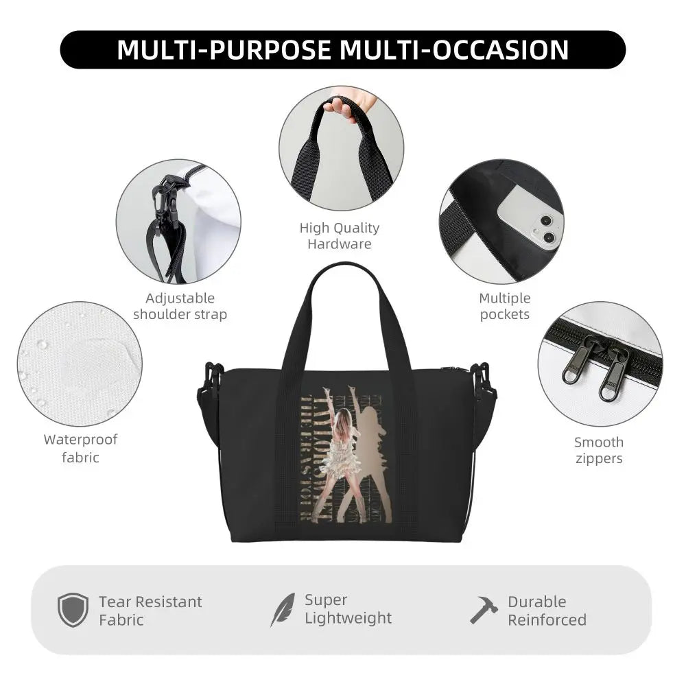 Custom The Eras Tour 1989 Taylor's Swift's American Pop Singer Tote Bag Women Large Capacity Beach Gym Travel Bags