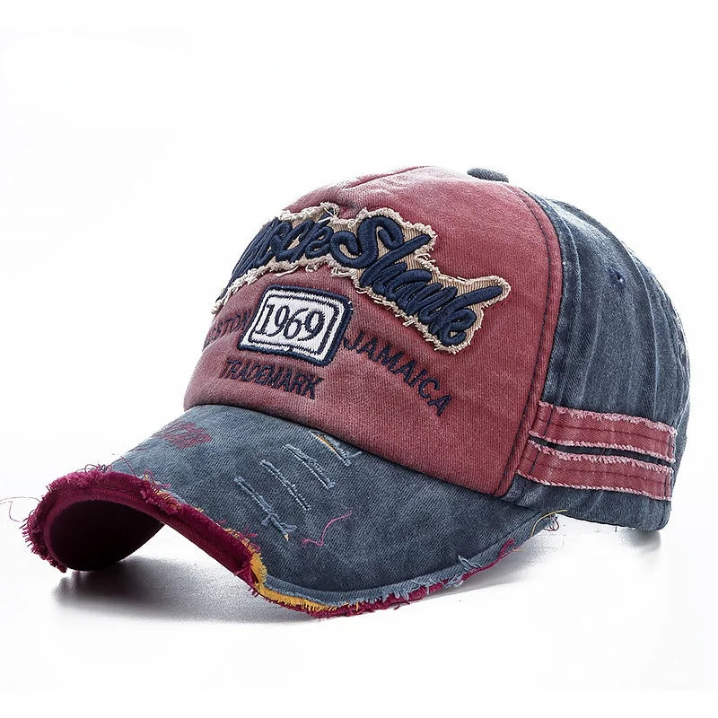 Washed Cotton Baseball Cap with Letter Detail