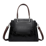 New Vintage Embossed Handmade Handbag For Women Versatile PU Leather Shoulder Bag 3 Layers Large Capacity Crossbody Bags Female