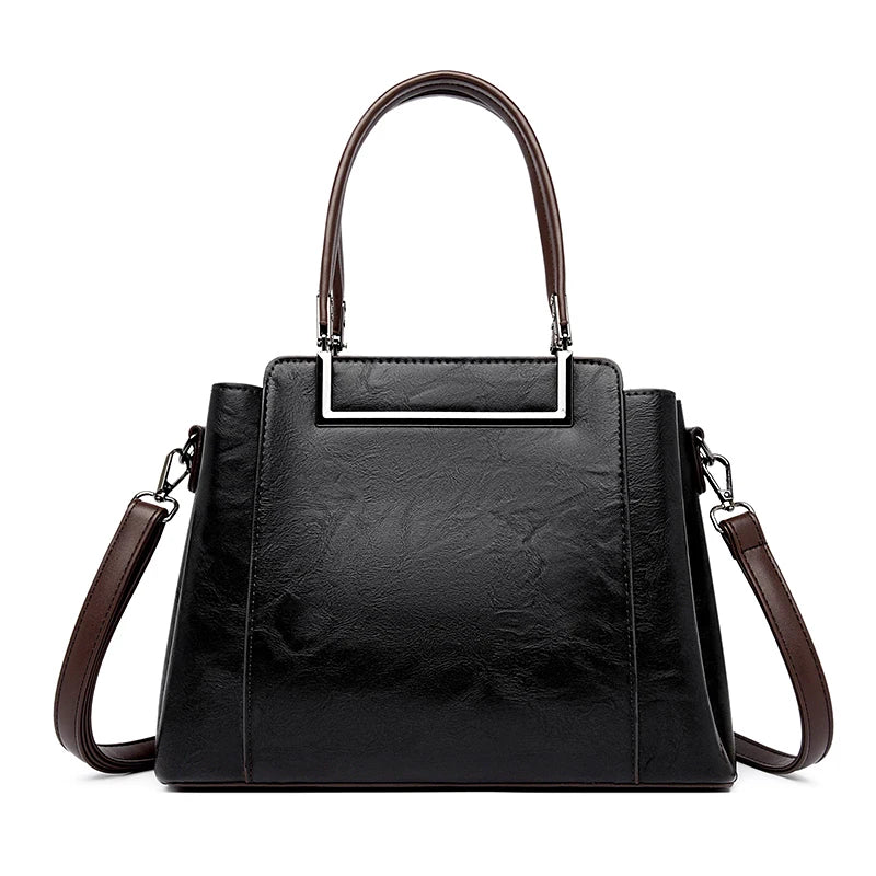 New Vintage Embossed Handmade Handbag For Women Versatile PU Leather Shoulder Bag 3 Layers Large Capacity Crossbody Bags Female