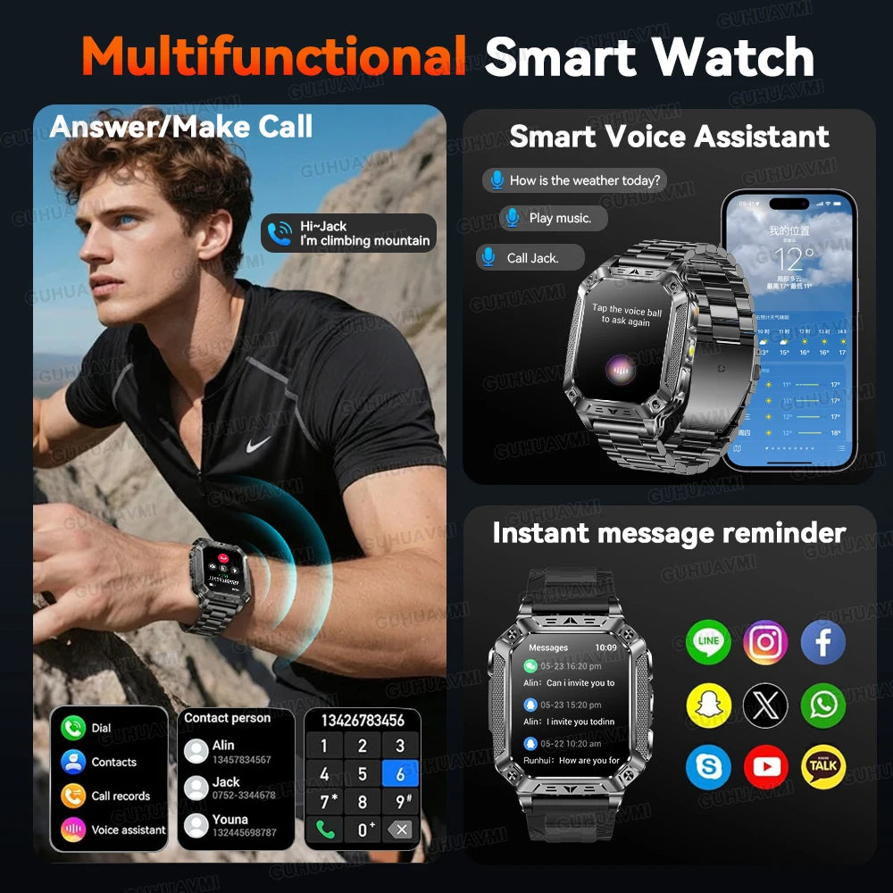 2026 Military-Grade Outdoor Sports Smartwatch 1400mAh