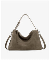 Russian Women's Genuine Suede Cowhide Leather Shoulder Bag Retro Frosted Cow Large Capacity Versatile Commuting Luxury Designer