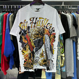 Oversized Rhinestone Cotton Crew Neck T-Shirt