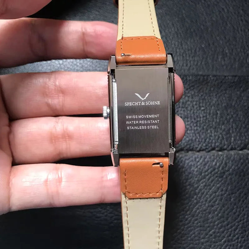 2026 New Versions Specht & Söhne Overturn Square Watch Men's Watches Ultrathin Quartz Movt Casual Men Watch Reloj Hombre 25.5MM