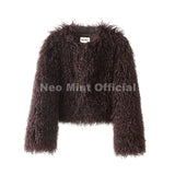 Chic Faux Mongolia Sheep Fur Cropped Jacket