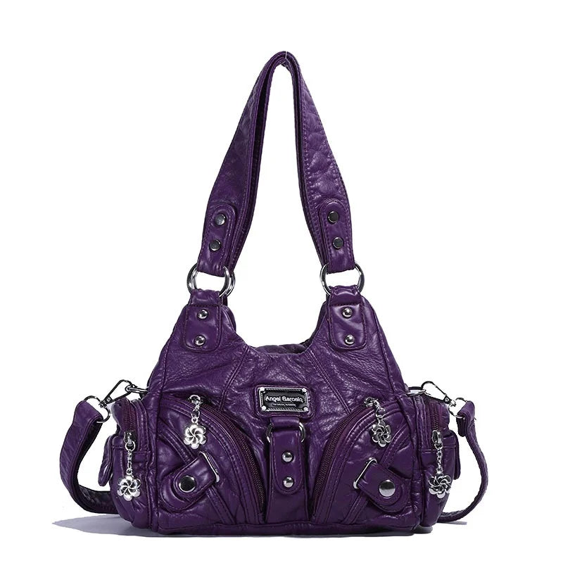 Angelkiss Women Handbags Rose Soft Tote Bag Small Top-handle Purse Fashion Satchel Multi-Pockets Shoulder Bag Hobos Phone Pack