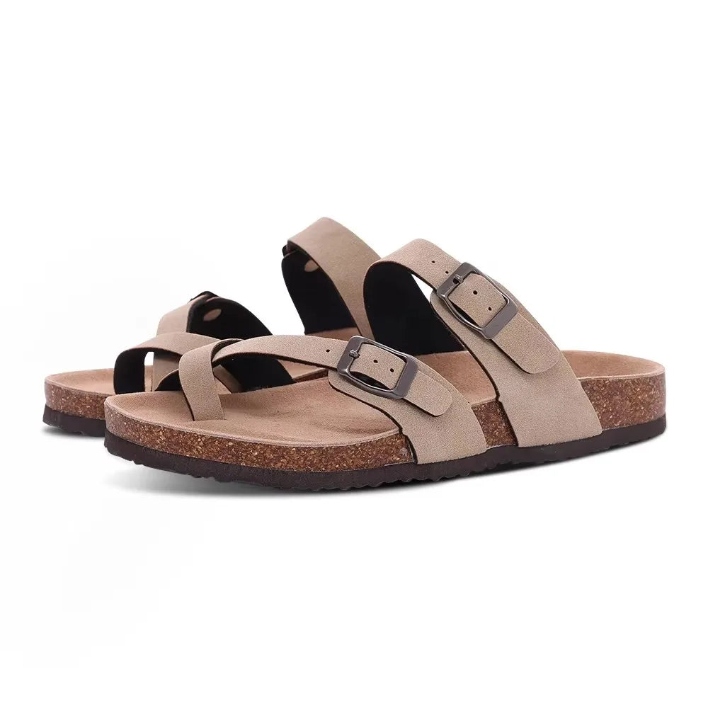 Women’s Suede Sandals with Cork Footbed