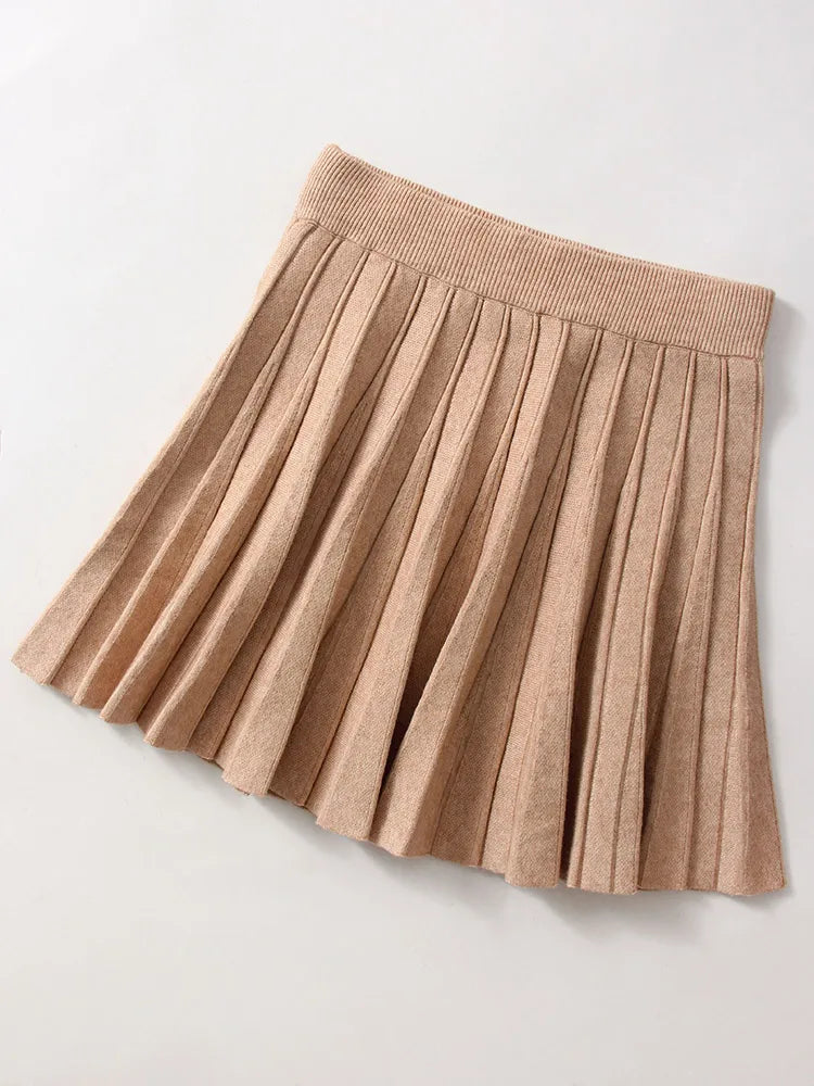 Elegant Knit Pleated Mini Skirt for Women