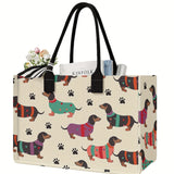 Dachshund & Paw Print Everyday Tote Bag