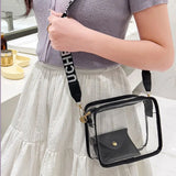 Transparent Crossbody Bag for Women Candy Color Letter Fashion Shoulder Bag PVC Transparent Jelly Bag Small Square Bag