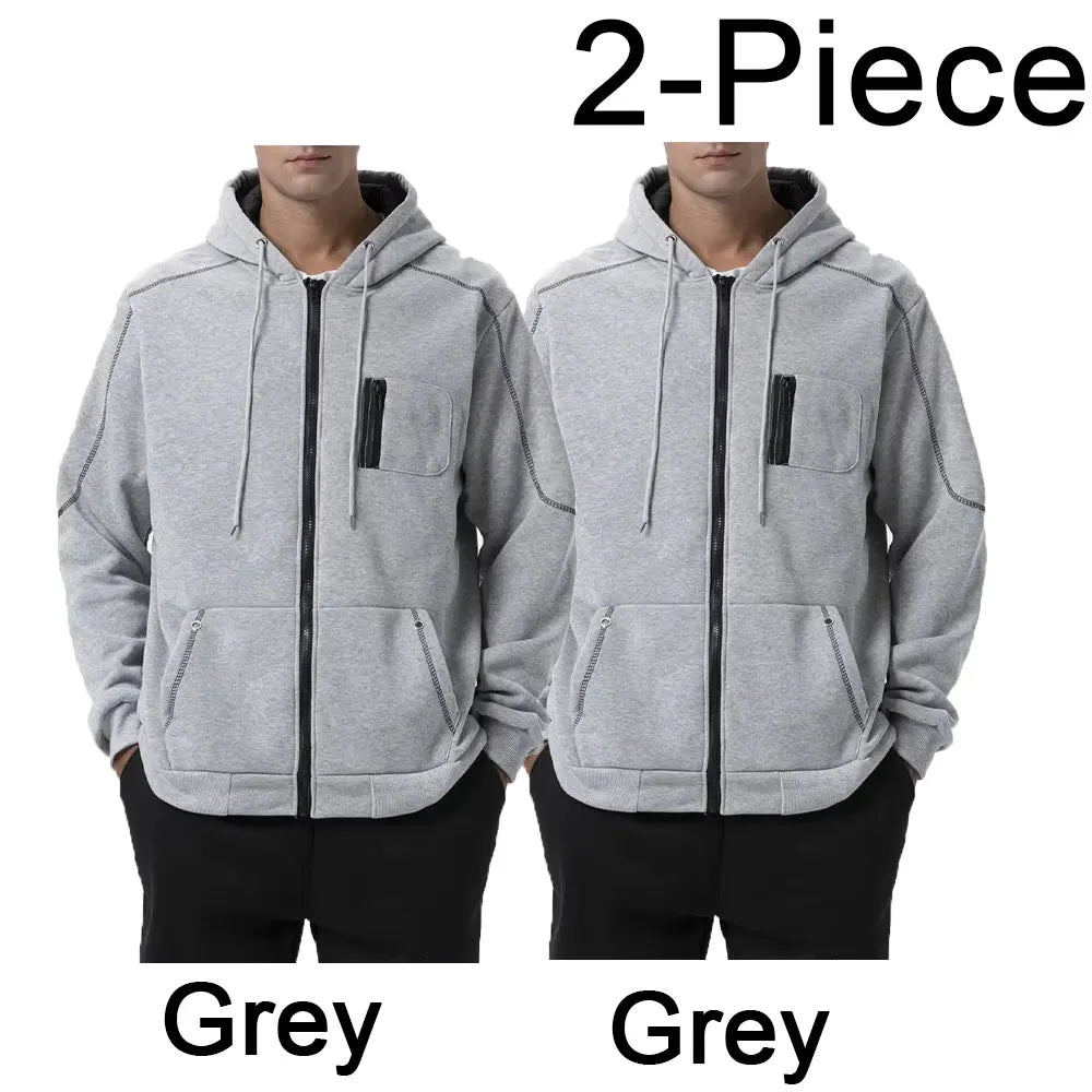 Men's Color Block Fleece Zip-Up Hoodie