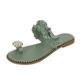 Women's Bohemian Flat Sandals — Pearl & Pineapple Detail Beach Slides