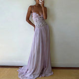 Elegant Lace Patchwork Sleeveless Maxi Dress