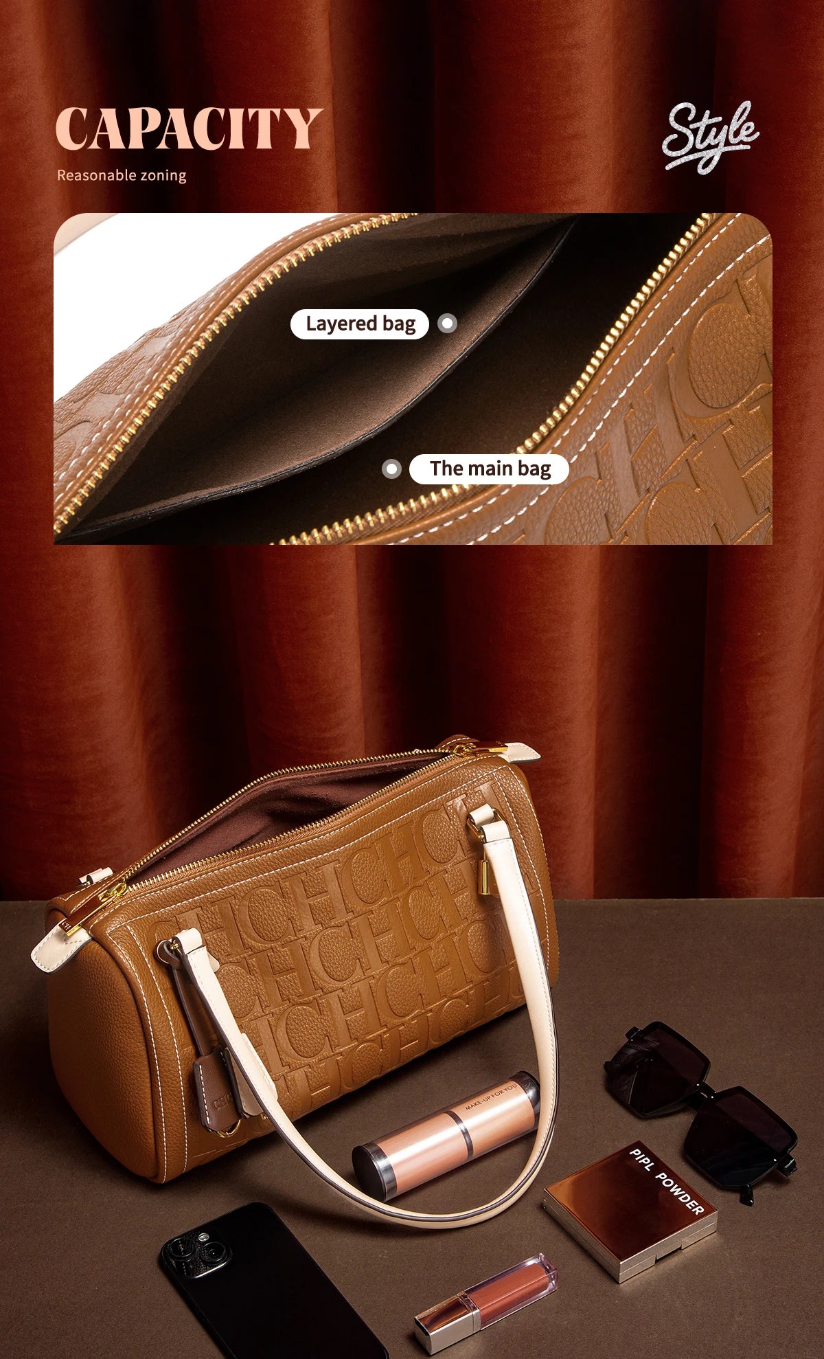 Fashion Classic Women's Boston Bag Autumn Winter New Collection 2025 Letter Design Shoulder Bag Texture Shoulder Bag
