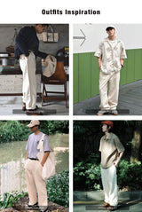 Maden Vintage 11.2oz White Cottonseed Hull Jeans Casual Loose Fit Straight Trousers for Men's Spring and Fall Chino Cargo Pants