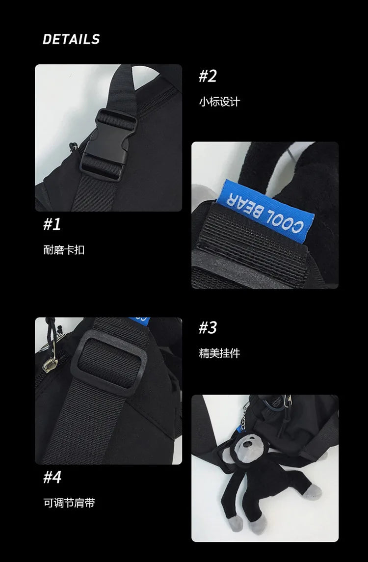 2024 Techwear Style Punk Hip Hop Single Shoulder Crossbody Bag Men Women Street Vintage Chest Bag Casual Sport Fanny Pack