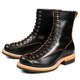 KOWM cow leather Hiking shoes Brown trekkin boots men  low cut workwear big toe shoes trendy casual ankle shoes walking sneakers