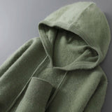 DjzDsm Autumn Winter Men's Sweater 100% Merino Wool Thick Hooded Pullover Soft Knitwear Casual Comfort Wool Clothing Tops