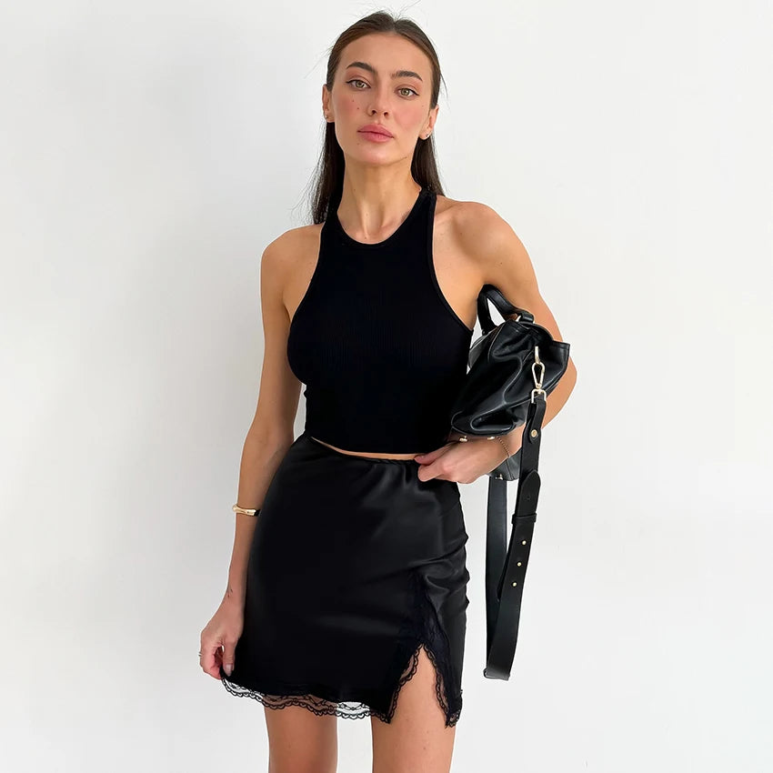 Elegant High-Waist Satin Mini Pencil Skirt