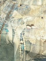3D Pearl Chain Trompe L'Oeil Straight-Leg Jeans