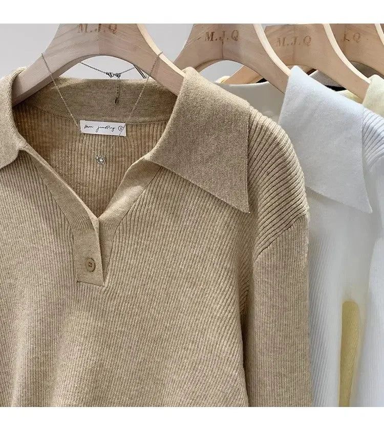 Women's Polo Collar Knit Sweater