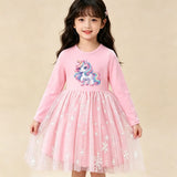New Girls Dress Spring Autumn Kids Long Sleeve Princess Dress For Children Fashion Clothes Baby Birthday Party Clothing Unicorn