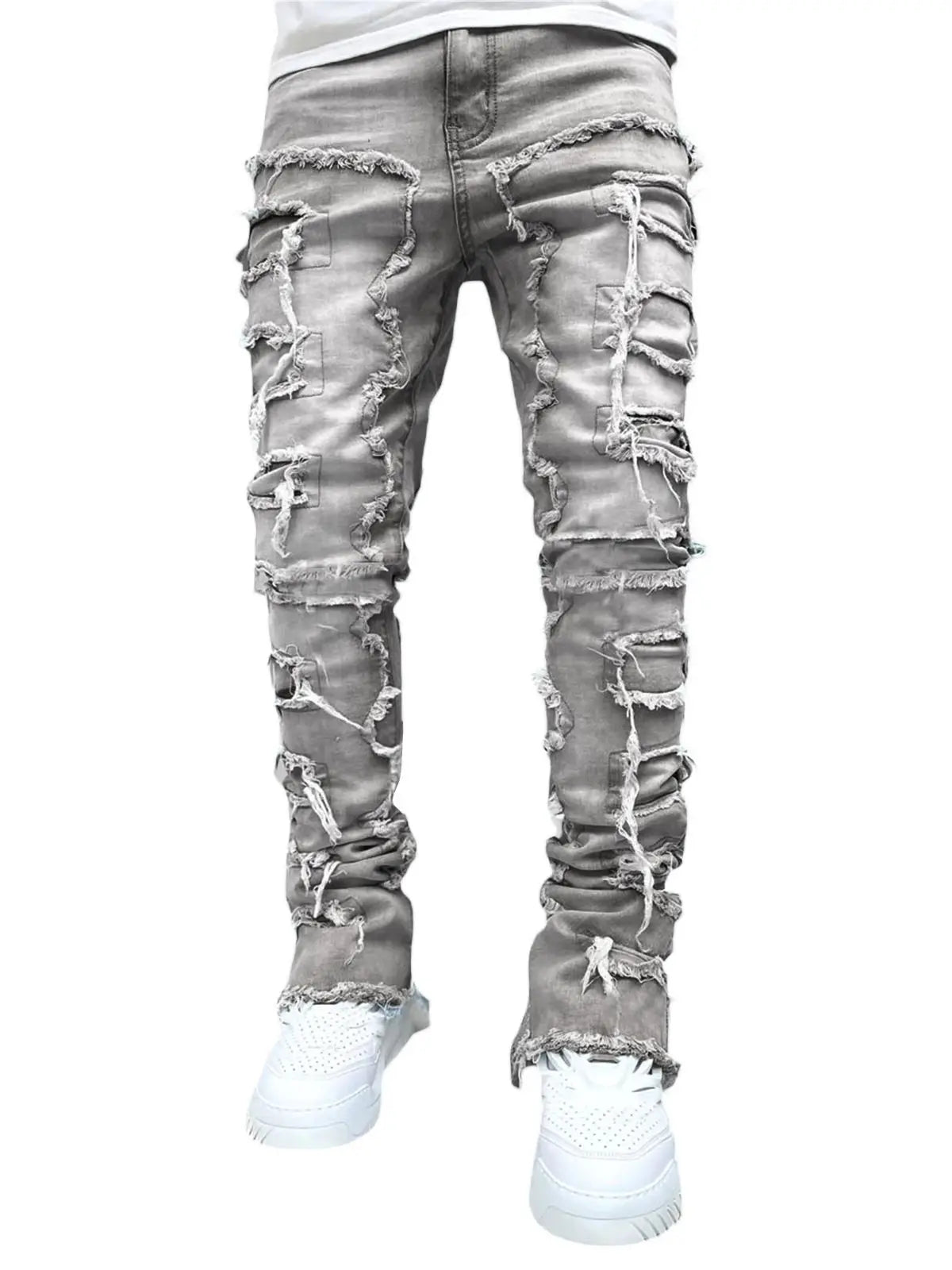 Men's Patchwork Stretch Jeans – Relaxed Fit