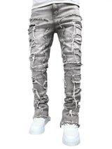 Men's Patchwork Stretch Jeans – Relaxed Fit