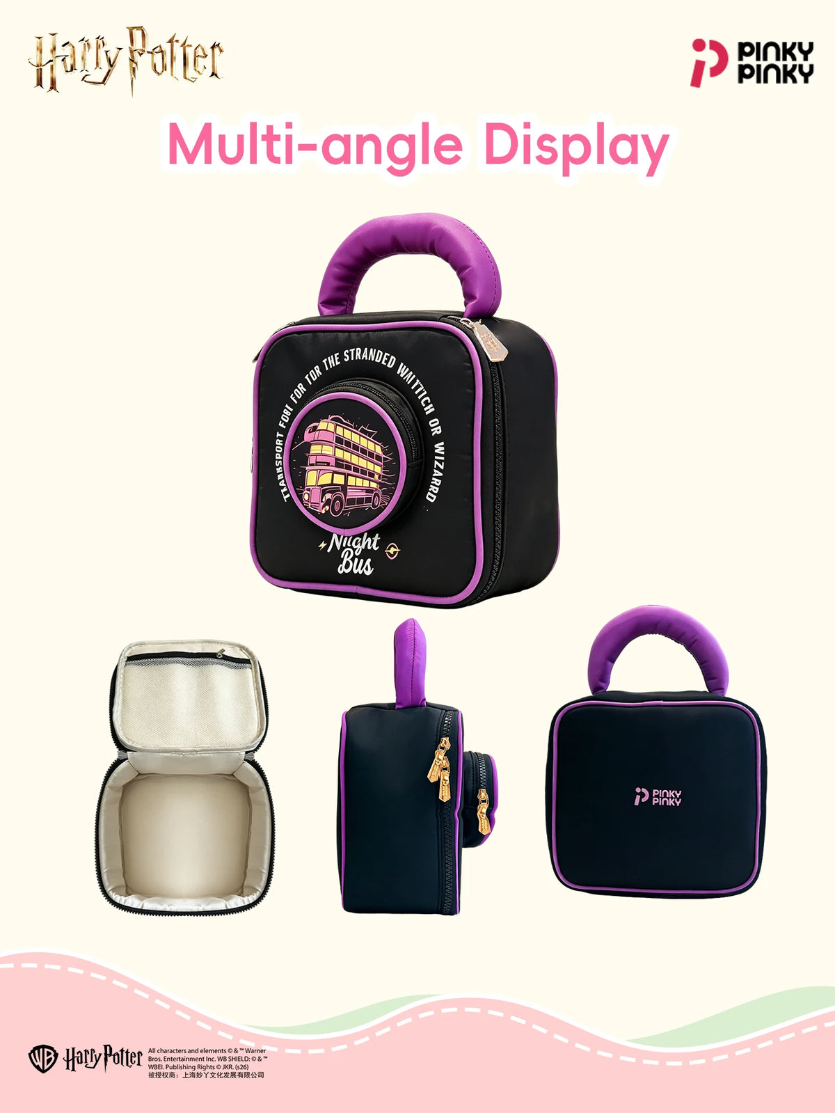 Pinky Harry Potter Cosmetic Bag Toiletry Bag Lunch Bag Multifunctional Handbag for Commuting Outing Gifting for Students Women
