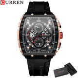 Men’s Sport Quartz Watch – Yellow Silicone Strap, Luminous Auto Date Square Dial